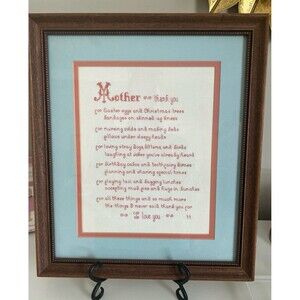 Vintage framed cross stitch art